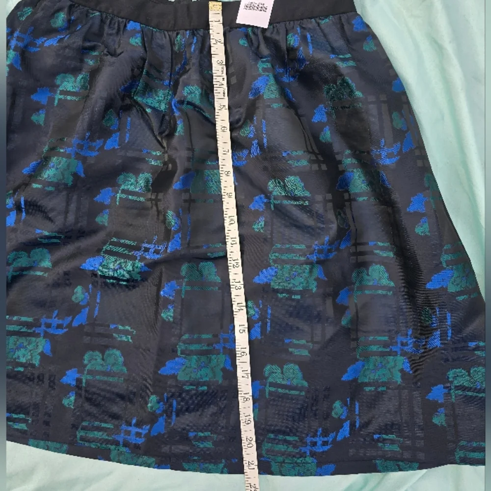 J.Crew NWT Black + Blue-Green Pattern Skirt- Size 8, Office Ready